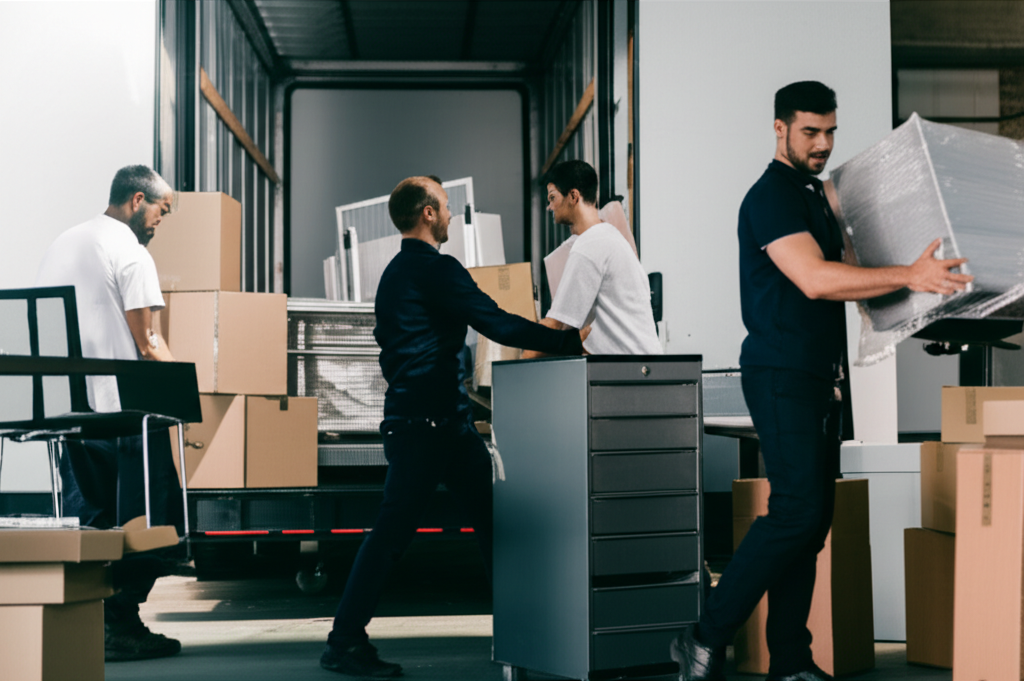 Lions Moves Van team loading furniture into moving van for furniture removals Dartford service